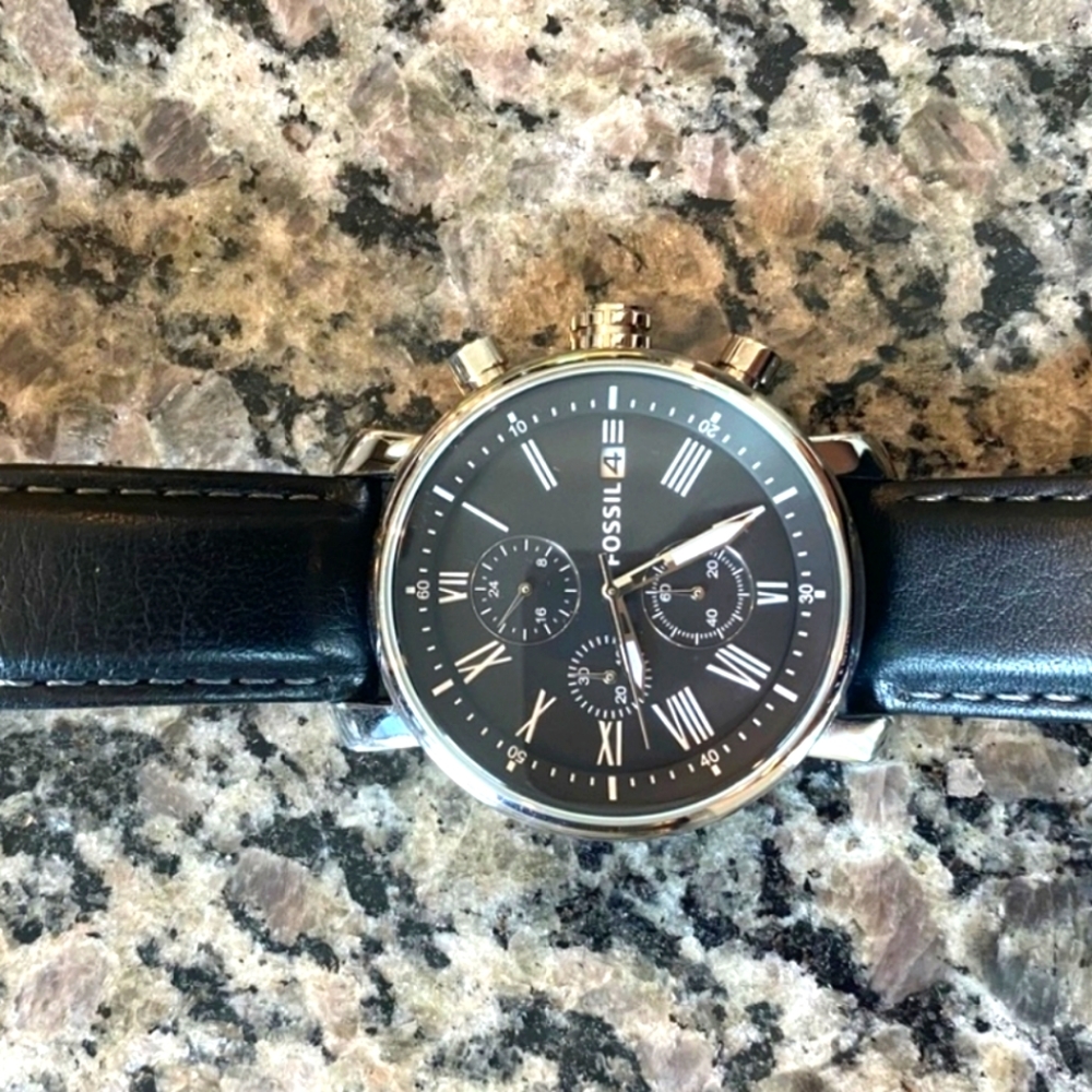 Fossil Black Leather Watch